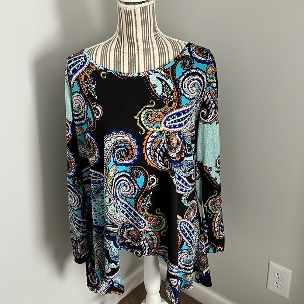 Melissa Paige Black and Blue Paisley Top